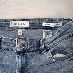 American Tall Harper High-Rise Straight Womens 31x37 Blue Denim Jeans Extra Long